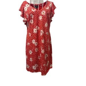 Ronni Nicole Red Polka Dot Daisy Floral Dress